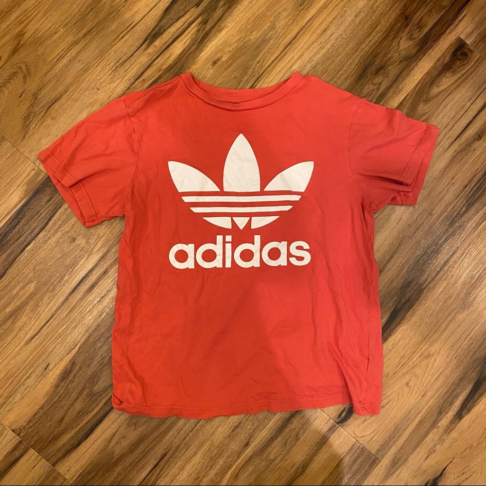 Coral Adidas Girls Logo White T-Shirt